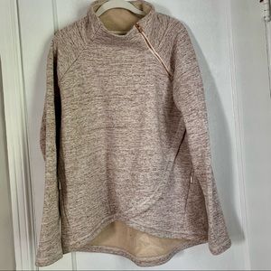 Athleta Heather Pink & Rose Gold Cozy Karma Asym Pullover Size Large